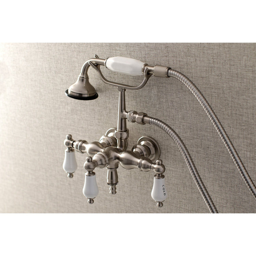 Aqua Vintage Three-Handle 2-Hole Tub Wall Mount Clawfoot Tub Faucet with Hand Shower