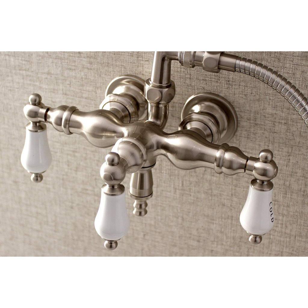 Aqua Vintage Three-Handle 2-Hole Tub Wall Mount Clawfoot Tub Faucet with Hand Shower
