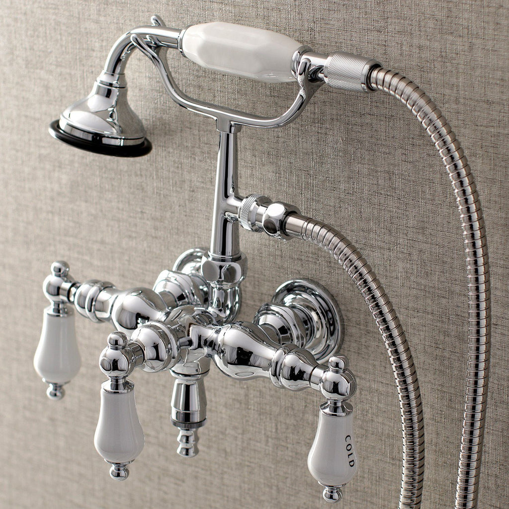 Aqua Vintage Three-Handle 2-Hole Tub Wall Mount Clawfoot Tub Faucet with Hand Shower
