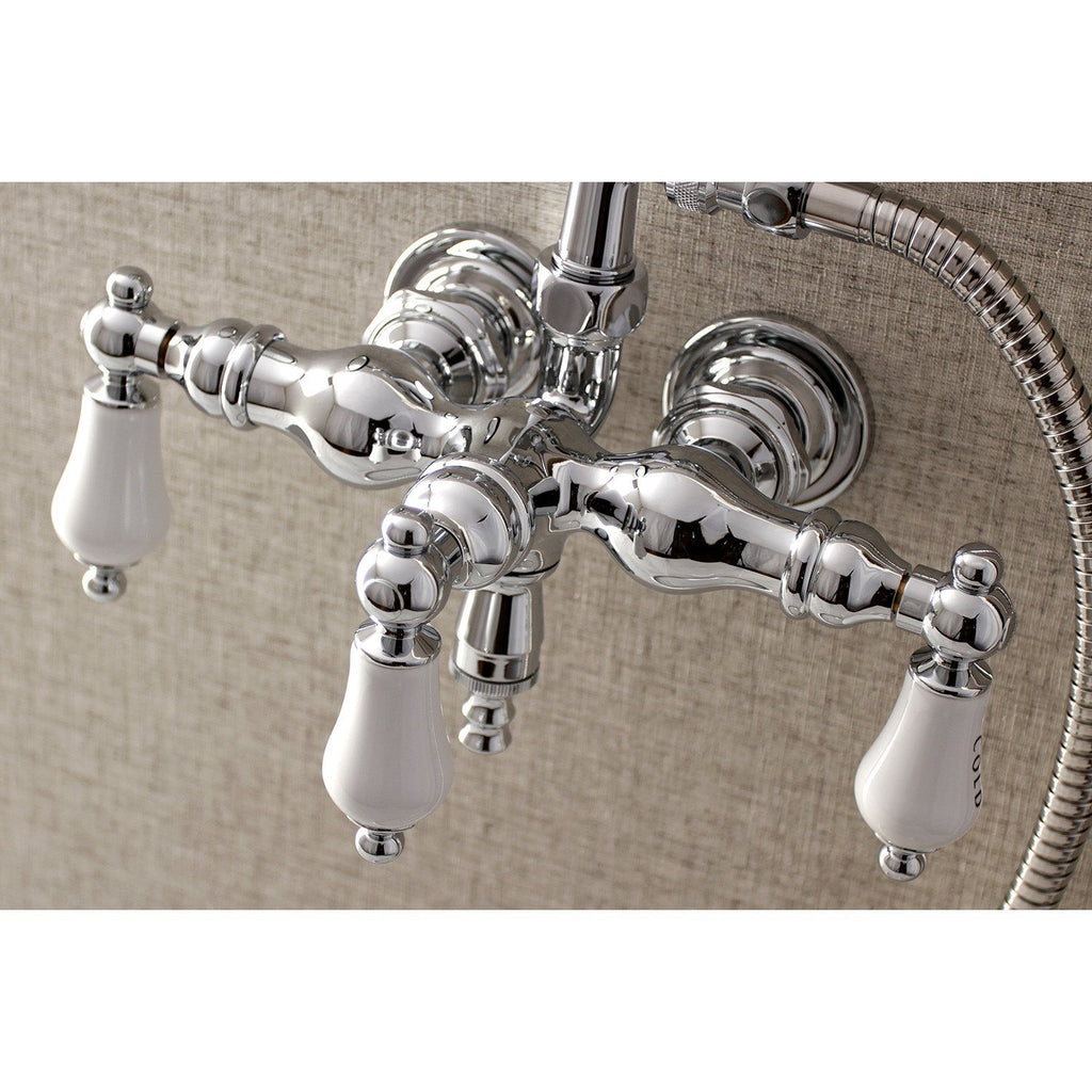 Aqua Vintage Three-Handle 2-Hole Tub Wall Mount Clawfoot Tub Faucet with Hand Shower