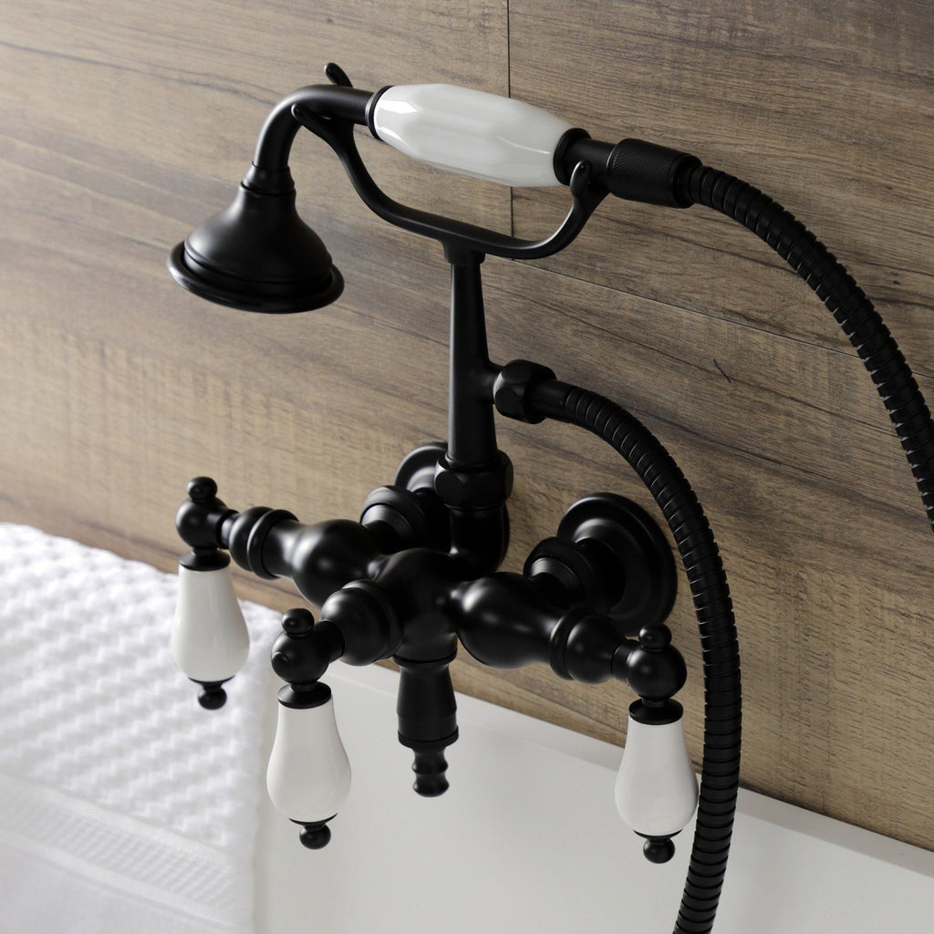 Aqua Vintage Three-Handle 2-Hole Tub Wall Mount Clawfoot Tub Faucet with Hand Shower
