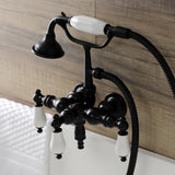 Aqua Vintage Three-Handle 2-Hole Tub Wall Mount Clawfoot Tub Faucet with Hand Shower