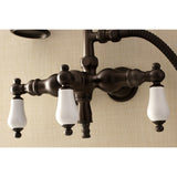 Aqua Vintage Three-Handle 2-Hole Tub Wall Mount Clawfoot Tub Faucet with Hand Shower