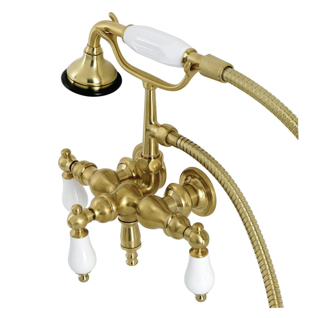 Aqua Vintage Three-Handle 2-Hole Tub Wall Mount Clawfoot Tub Faucet with Hand Shower