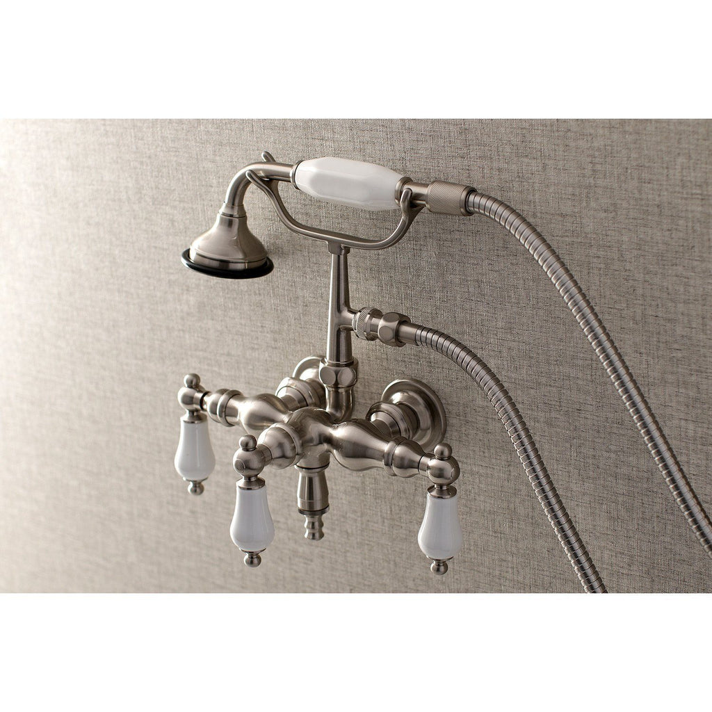 Aqua Vintage Three-Handle 2-Hole Tub Wall Mount Clawfoot Tub Faucet with Hand Shower