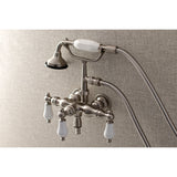 Aqua Vintage Three-Handle 2-Hole Tub Wall Mount Clawfoot Tub Faucet with Hand Shower