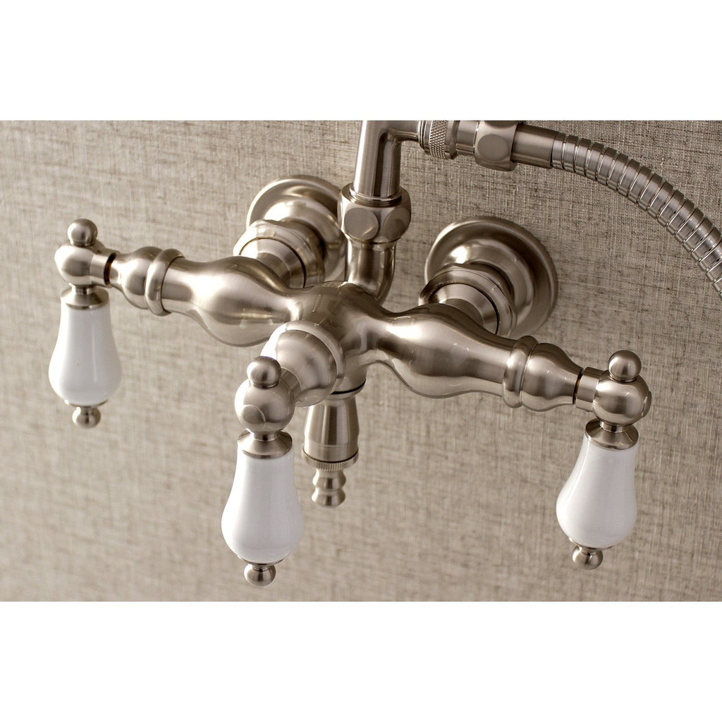 Aqua Vintage Three-Handle 2-Hole Tub Wall Mount Clawfoot Tub Faucet with Hand Shower