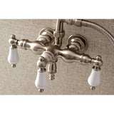 Aqua Vintage Three-Handle 2-Hole Tub Wall Mount Clawfoot Tub Faucet with Hand Shower