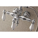 Aqua Vintage Three-Handle 2-Hole Tub Wall Mount Clawfoot Tub Faucet with Hand Shower