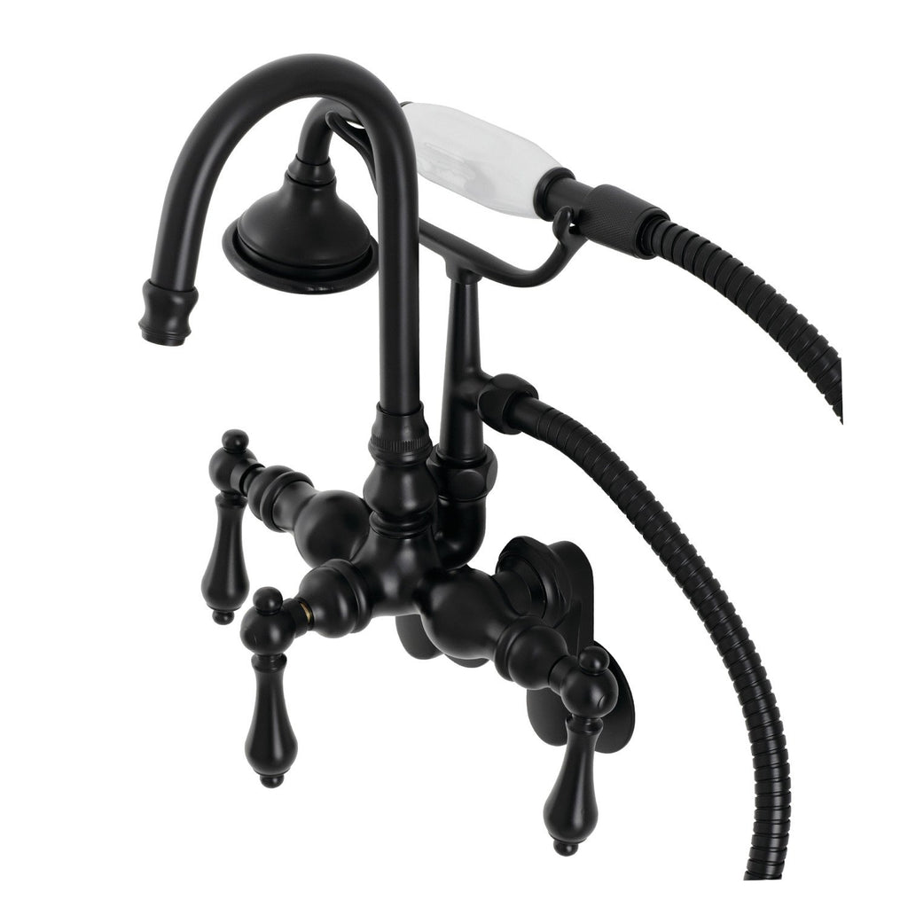 Aqua Vintage Three-Handle 2-Hole Tub Wall Mount Clawfoot Tub Faucet with Hand Shower