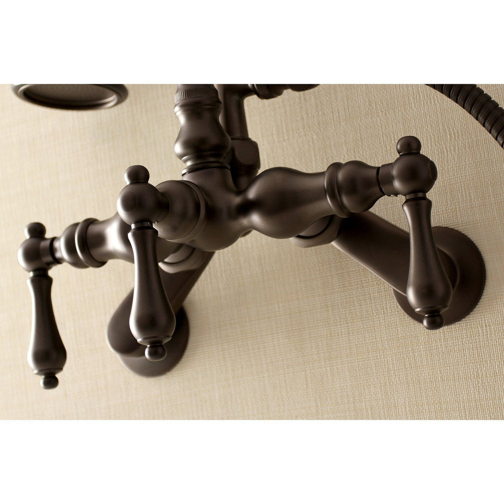 Aqua Vintage Three-Handle 2-Hole Tub Wall Mount Clawfoot Tub Faucet with Hand Shower