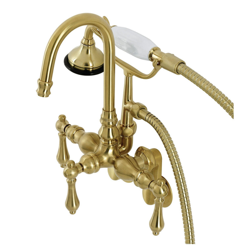Aqua Vintage Three-Handle 2-Hole Tub Wall Mount Clawfoot Tub Faucet with Hand Shower