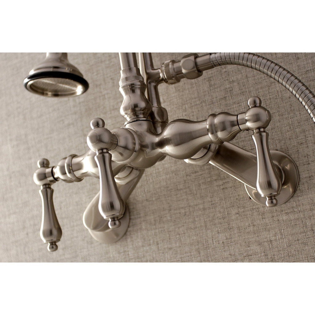 Aqua Vintage Three-Handle 2-Hole Tub Wall Mount Clawfoot Tub Faucet with Hand Shower