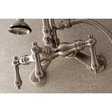 Aqua Vintage Three-Handle 2-Hole Tub Wall Mount Clawfoot Tub Faucet with Hand Shower