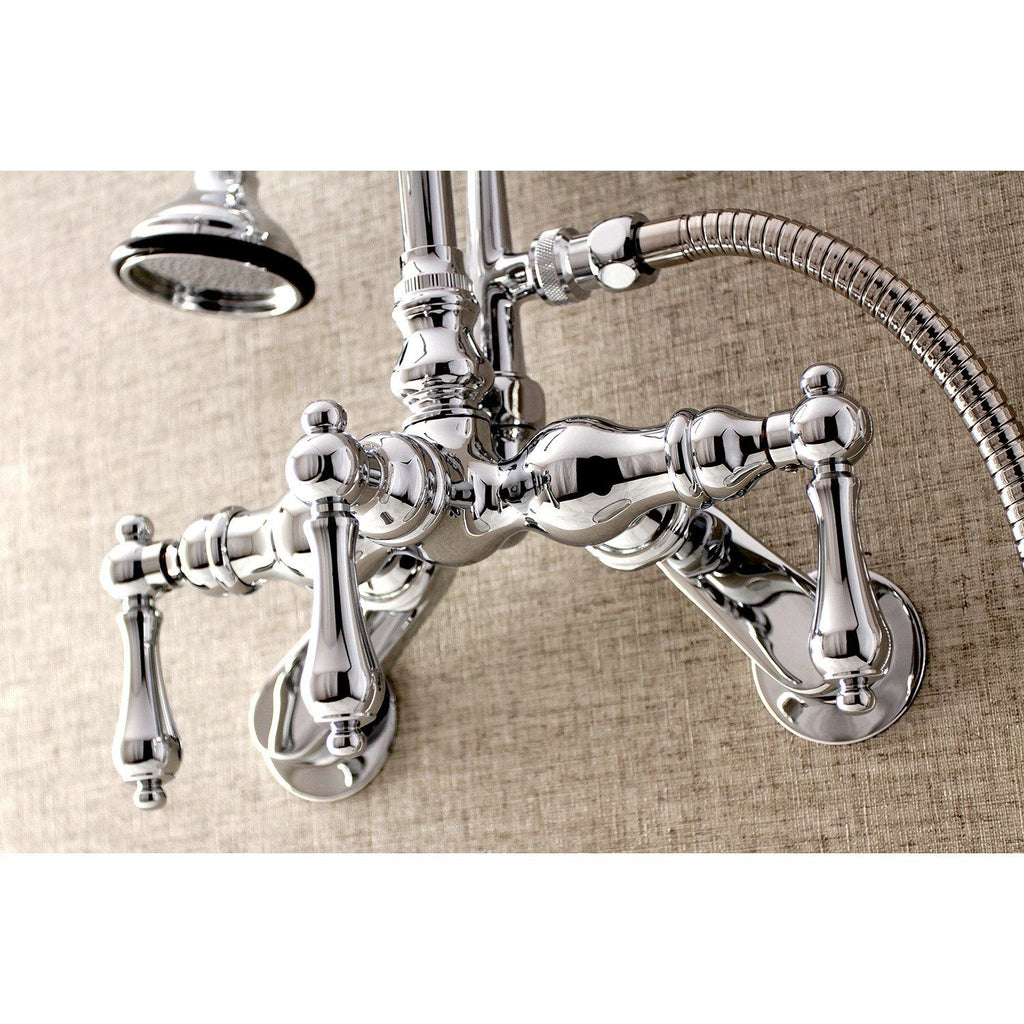 Aqua Vintage Three-Handle 2-Hole Tub Wall Mount Clawfoot Tub Faucet with Hand Shower