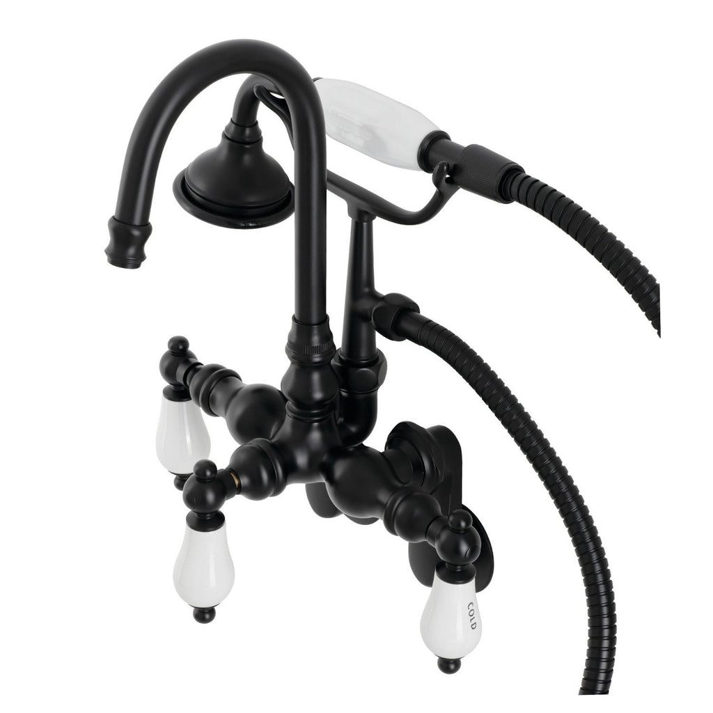 Aqua Vintage Three-Handle 2-Hole Tub Wall Mount Clawfoot Tub Faucet with Hand Shower