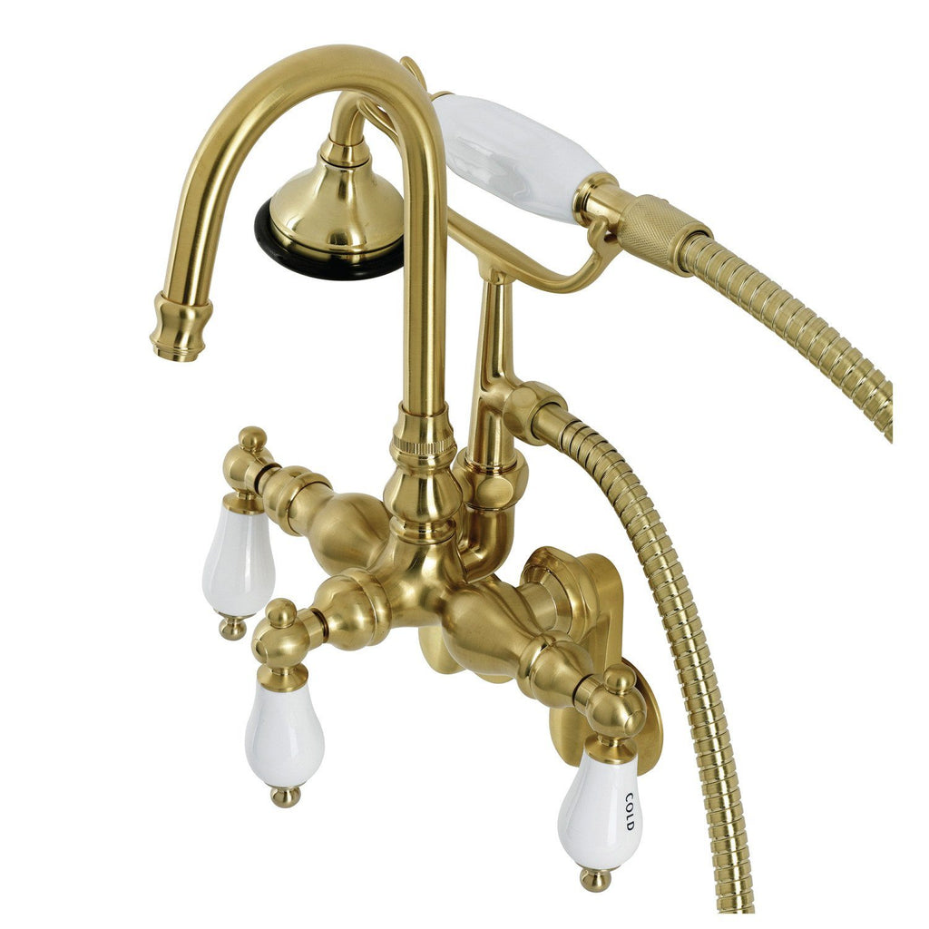 Aqua Vintage Three-Handle 2-Hole Tub Wall Mount Clawfoot Tub Faucet with Hand Shower