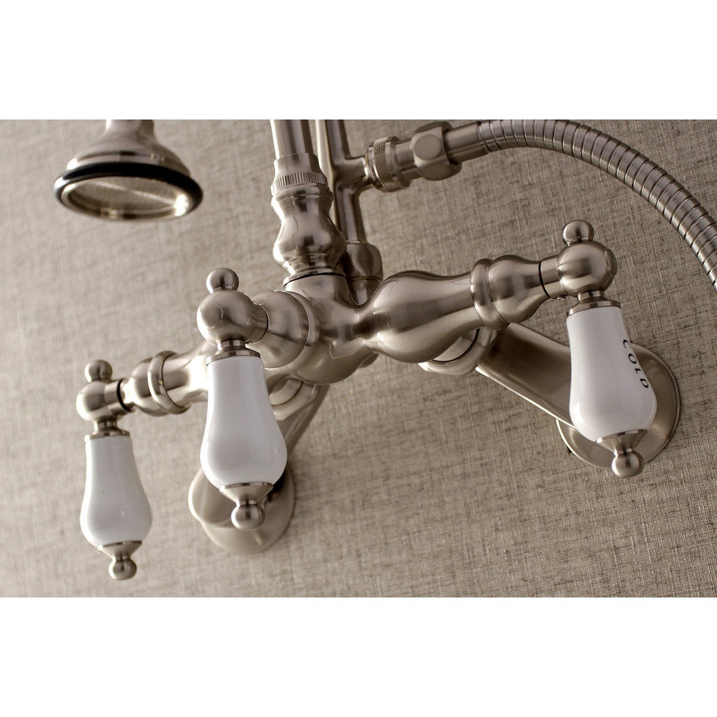Aqua Vintage Three-Handle 2-Hole Tub Wall Mount Clawfoot Tub Faucet with Hand Shower