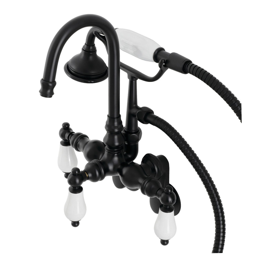 Aqua Vintage Three-Handle 2-Hole Tub Wall Mount Clawfoot Tub Faucet with Hand Shower