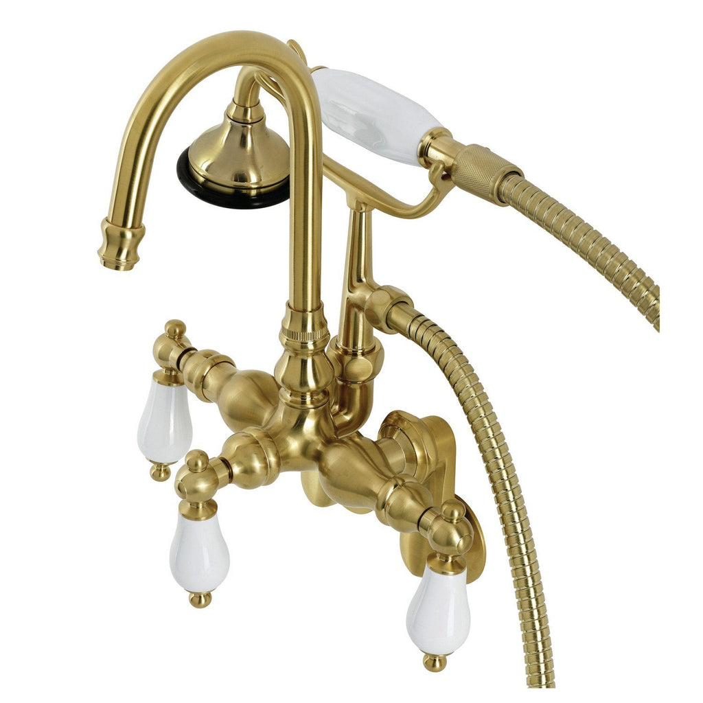 Aqua Vintage Three-Handle 2-Hole Tub Wall Mount Clawfoot Tub Faucet with Hand Shower