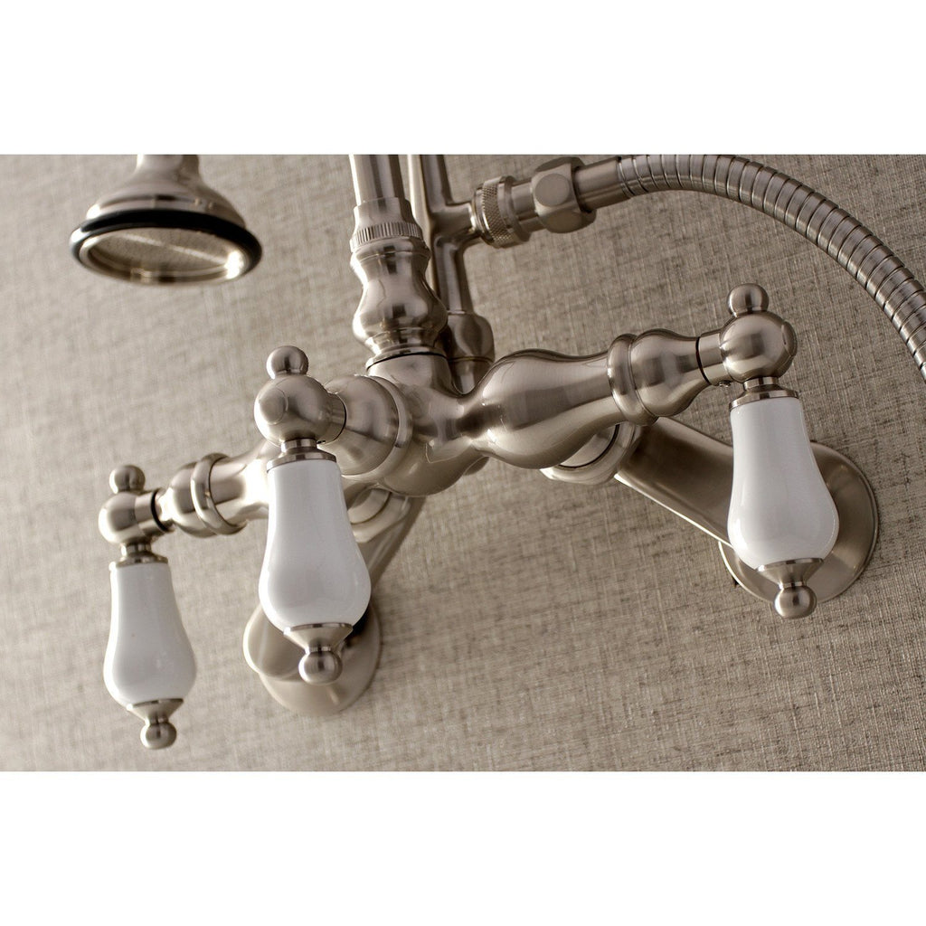 Aqua Vintage Three-Handle 2-Hole Tub Wall Mount Clawfoot Tub Faucet with Hand Shower