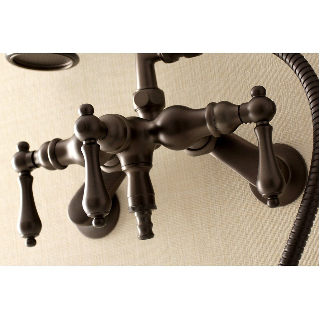 Vintage Three-Handle 2-Hole Tub Wall Mount Clawfoot Tub Faucet with Hand Shower