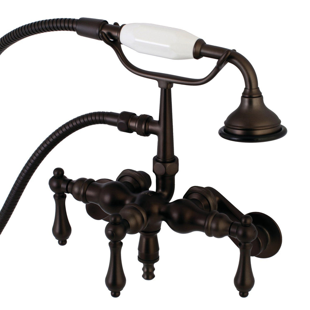 Vintage Three-Handle 2-Hole Tub Wall Mount Clawfoot Tub Faucet with Hand Shower
