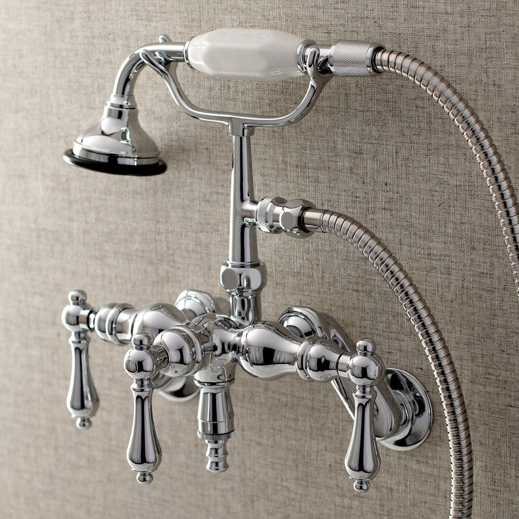 Vintage Three-Handle 2-Hole Tub Wall Mount Clawfoot Tub Faucet with Hand Shower