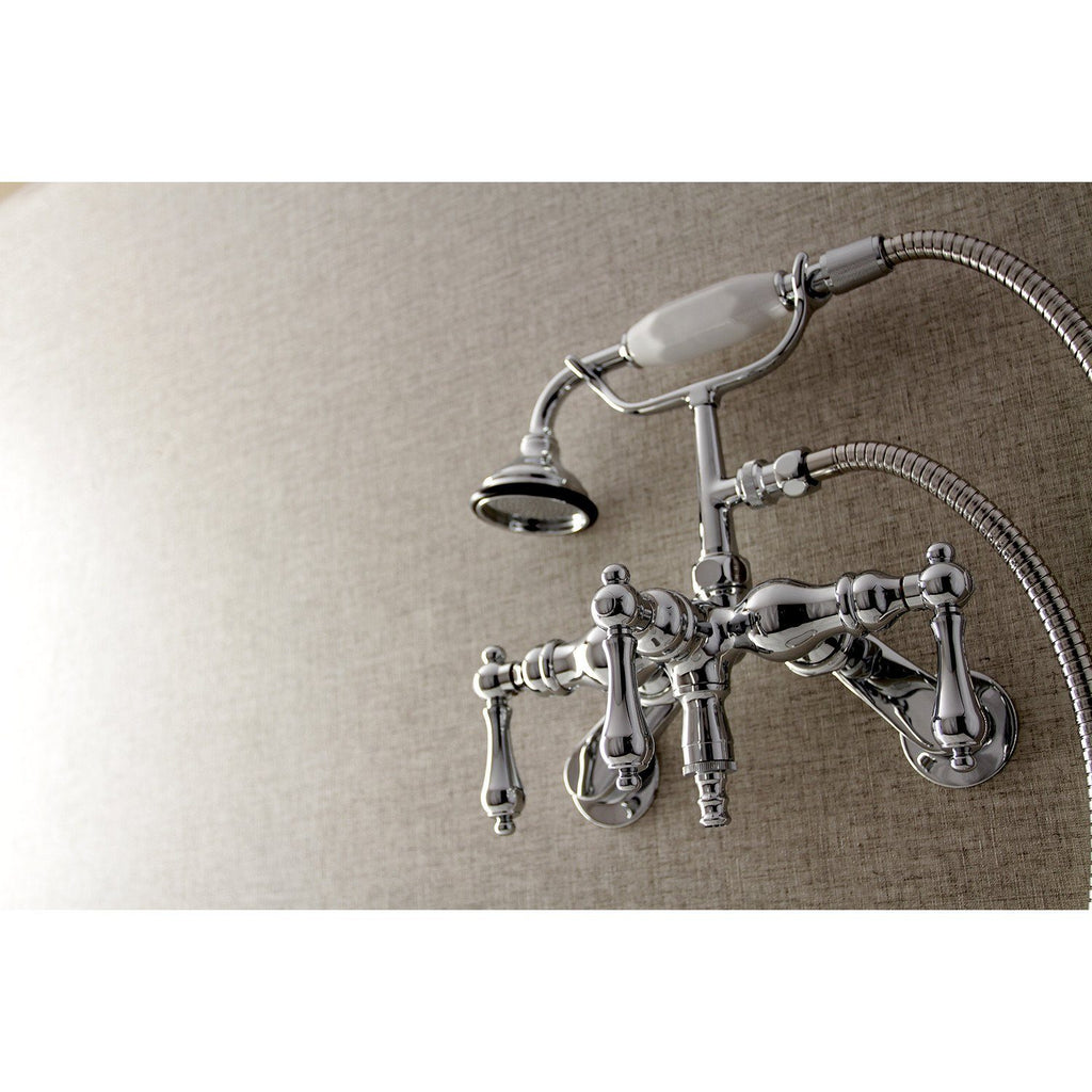 Vintage Three-Handle 2-Hole Tub Wall Mount Clawfoot Tub Faucet with Hand Shower