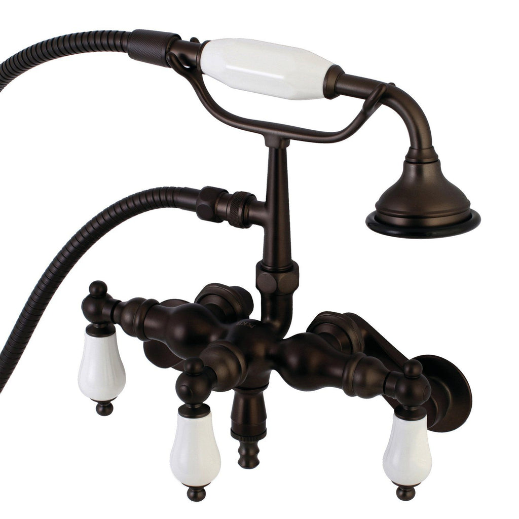 Vintage Three-Handle 2-Hole Tub Wall Mount Clawfoot Tub Faucet with Hand Shower