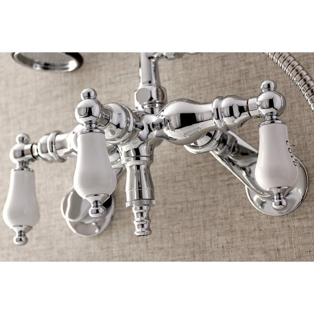 Vintage Three-Handle 2-Hole Tub Wall Mount Clawfoot Tub Faucet with Hand Shower