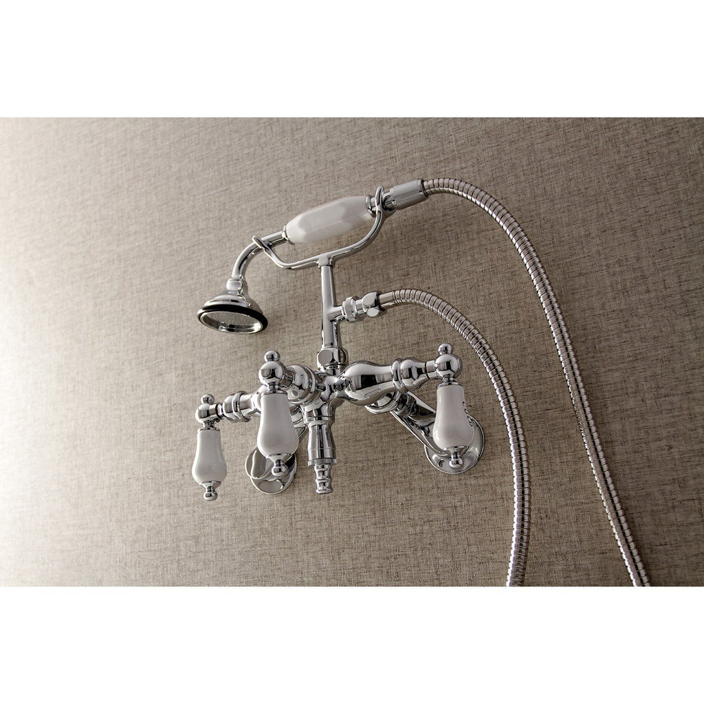 Vintage Three-Handle 2-Hole Tub Wall Mount Clawfoot Tub Faucet with Hand Shower