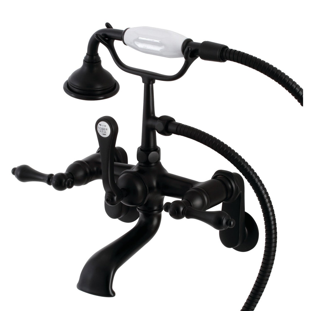 Aqua Vintage Three-Handle 2-Hole Tub Wall Mount Clawfoot Tub Faucet with Hand Shower
