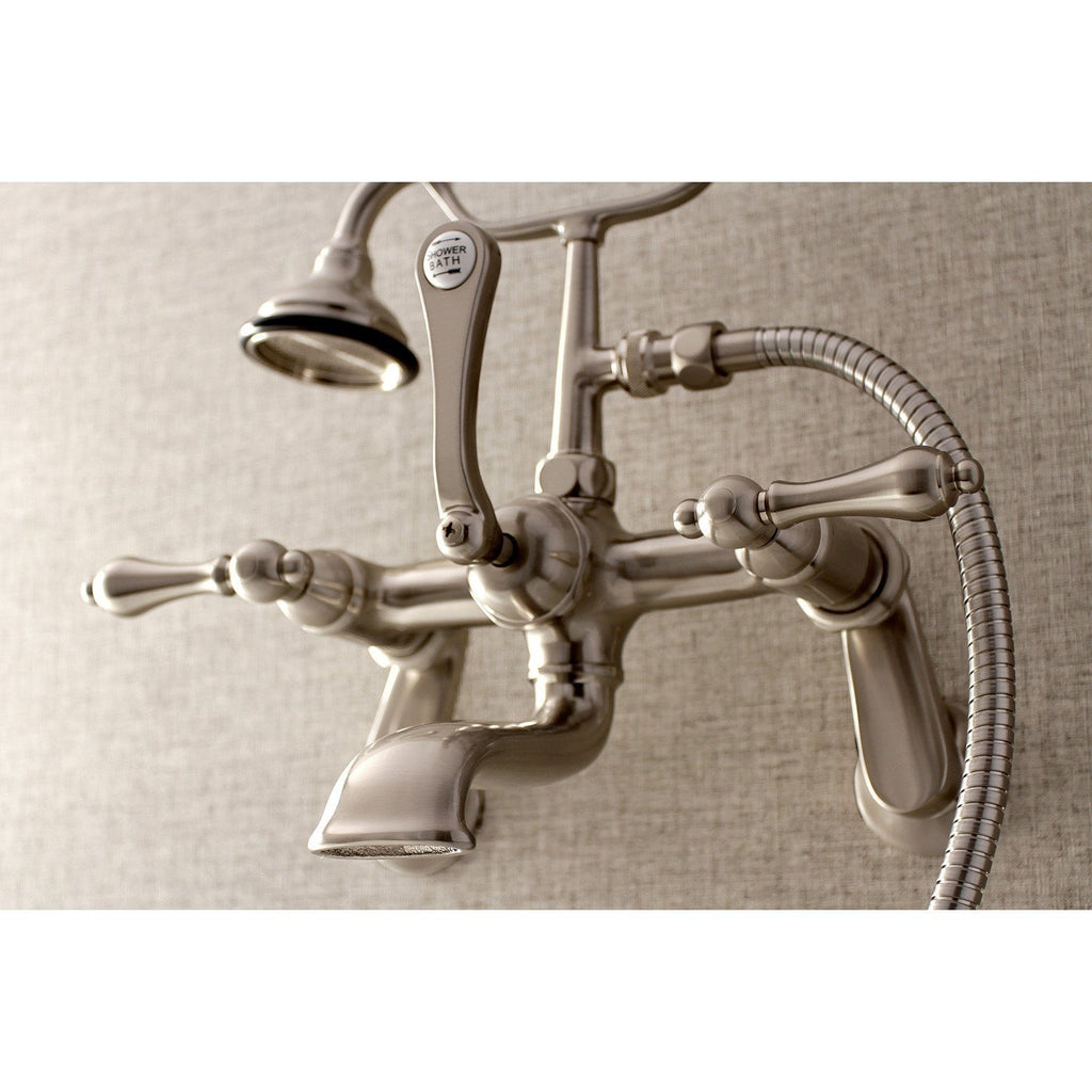 Aqua Vintage Three-Handle 2-Hole Tub Wall Mount Clawfoot Tub Faucet with Hand Shower