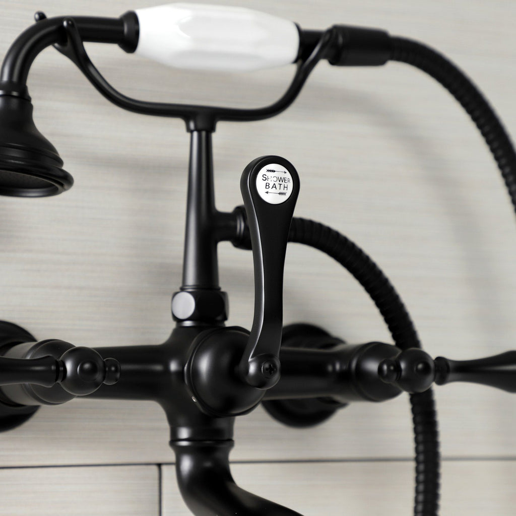 Aqua Vintage Three-Handle 2-Hole Tub Wall Mount Clawfoot Tub Faucet with Hand Shower