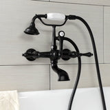 Aqua Vintage Three-Handle 2-Hole Tub Wall Mount Clawfoot Tub Faucet with Hand Shower