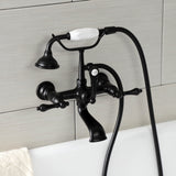 Aqua Vintage Three-Handle 2-Hole Tub Wall Mount Clawfoot Tub Faucet with Hand Shower