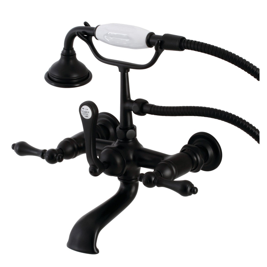 Aqua Vintage Three-Handle 2-Hole Tub Wall Mount Clawfoot Tub Faucet with Hand Shower