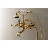 Aqua Vintage Three-Handle 2-Hole Tub Wall Mount Clawfoot Tub Faucet with Hand Shower