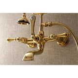 Aqua Vintage Three-Handle 2-Hole Tub Wall Mount Clawfoot Tub Faucet with Hand Shower