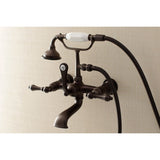 Aqua Vintage Three-Handle 2-Hole Tub Wall Mount Clawfoot Tub Faucet with Hand Shower