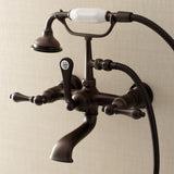 Aqua Vintage Three-Handle 2-Hole Tub Wall Mount Clawfoot Tub Faucet with Hand Shower
