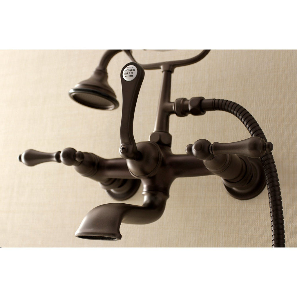 Aqua Vintage Three-Handle 2-Hole Tub Wall Mount Clawfoot Tub Faucet with Hand Shower