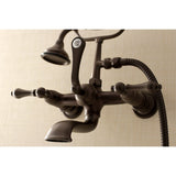Aqua Vintage Three-Handle 2-Hole Tub Wall Mount Clawfoot Tub Faucet with Hand Shower