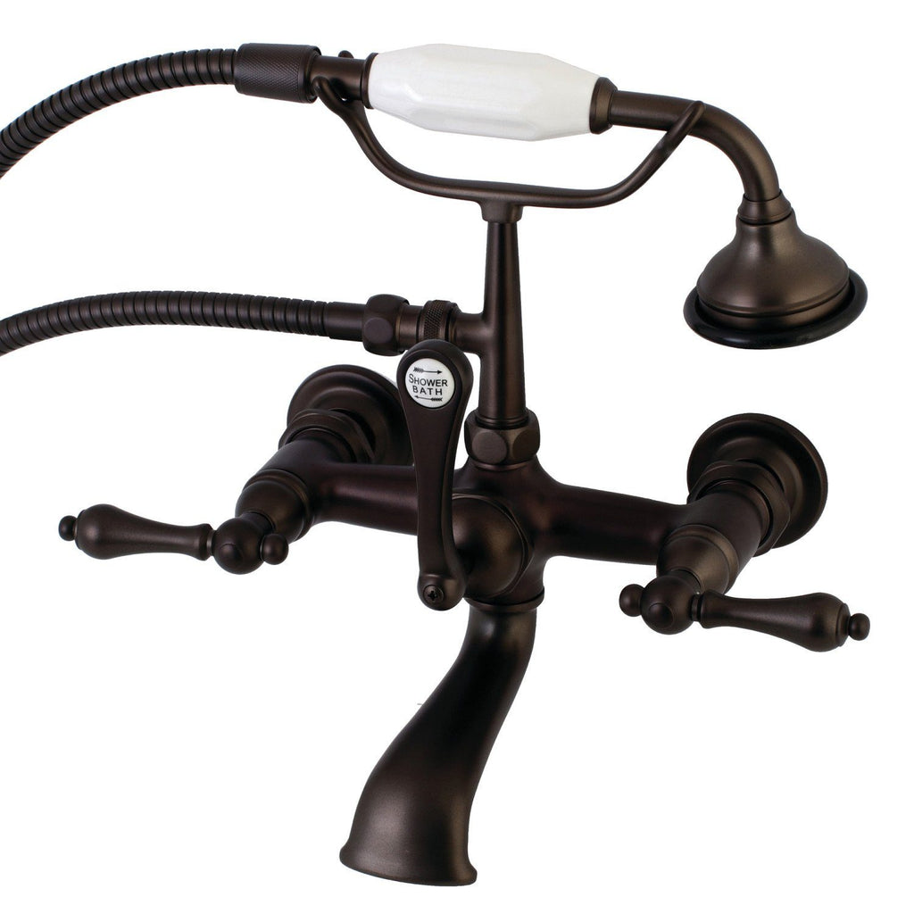 Aqua Vintage Three-Handle 2-Hole Tub Wall Mount Clawfoot Tub Faucet with Hand Shower