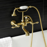Aqua Vintage Three-Handle 2-Hole Tub Wall Mount Clawfoot Tub Faucet with Hand Shower