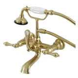 Aqua Vintage Three-Handle 2-Hole Tub Wall Mount Clawfoot Tub Faucet with Hand Shower