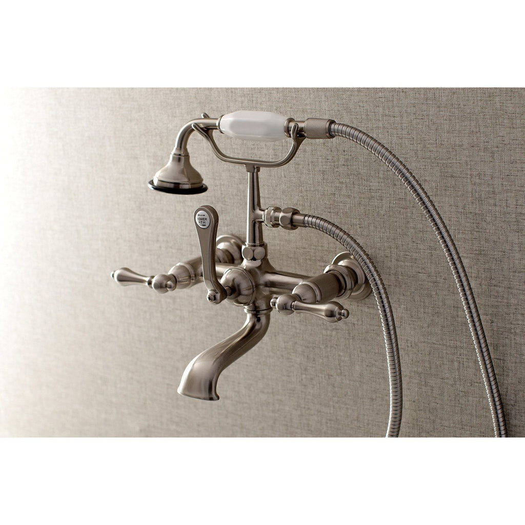 Aqua Vintage Three-Handle 2-Hole Tub Wall Mount Clawfoot Tub Faucet with Hand Shower