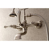 Aqua Vintage Three-Handle 2-Hole Tub Wall Mount Clawfoot Tub Faucet with Hand Shower