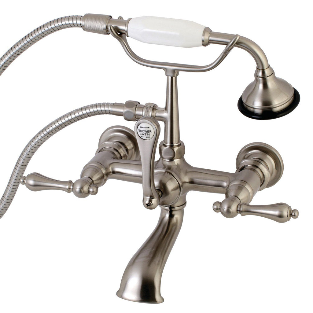 Aqua Vintage Three-Handle 2-Hole Tub Wall Mount Clawfoot Tub Faucet with Hand Shower